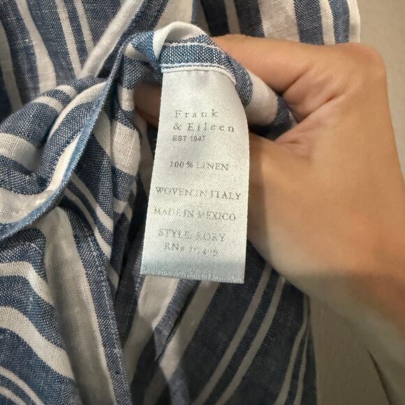 Frank & Eileen Rory Woven Linen Long Maxi Shirt Dress Multi Blue Stripe - Picture 4 of 5